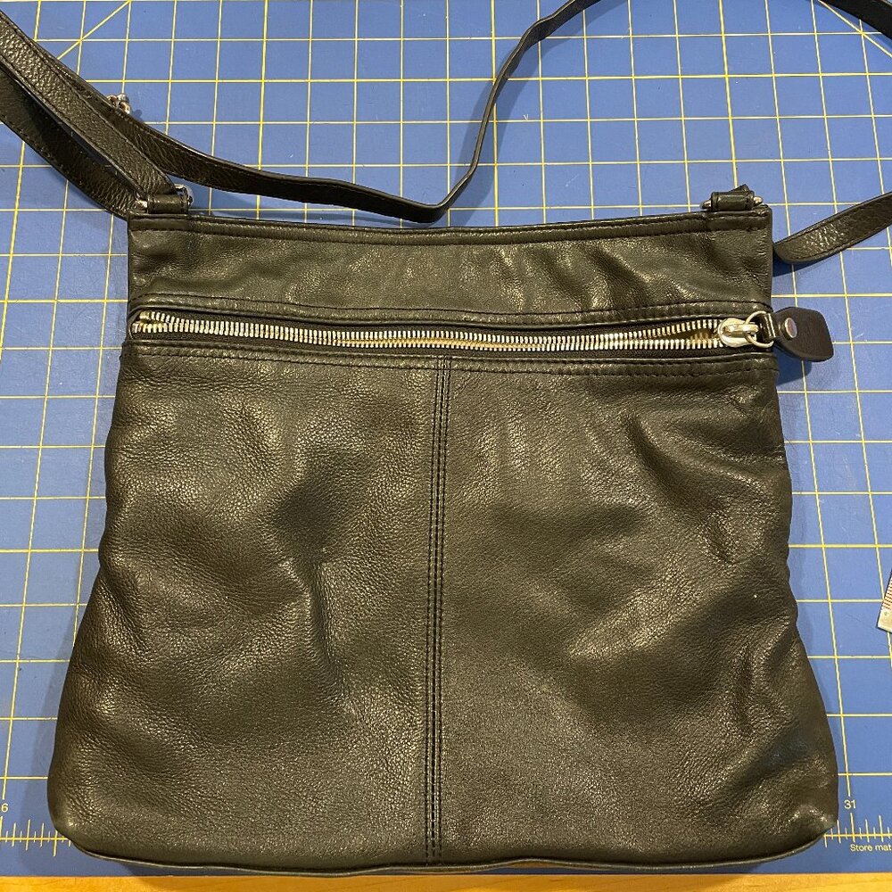 Margot Genuine Black pebbled Leather crossbody bag